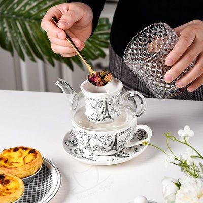 Ceramic Tea Mug With Strainer And European Glass Teapot Sustainable One Person Teekanne Set