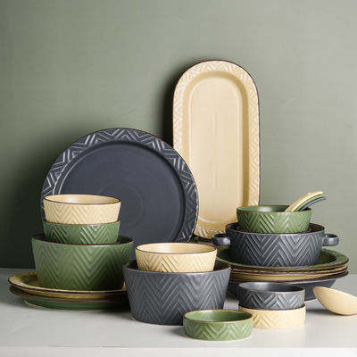 Japanese Style Ceramic Bowl Set Retro Glaze Stoneware Dinnerware For Kitchen Tabletop