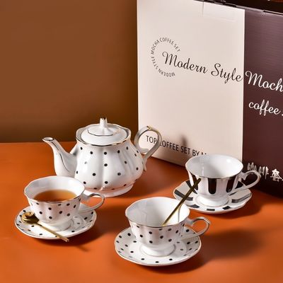 Ceramic Tea Set In European Style Porcelain Teapot Cups And Saucers For Afternoon Tea