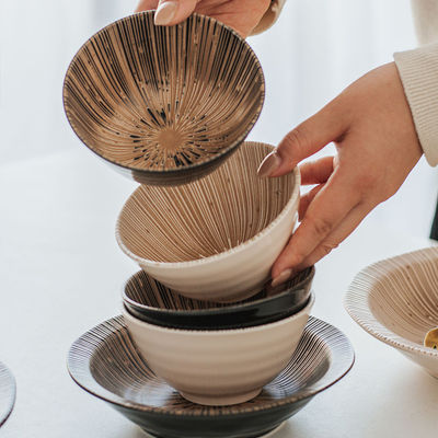 Solid Color Porcelain Dinnerware Set With Japanese Style Vintage Ceramic Tableware
