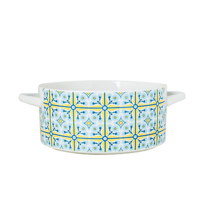 Quantity Bohemian Design Style Porcelain Pan With Lid Custom Decal Soup Bowl Set