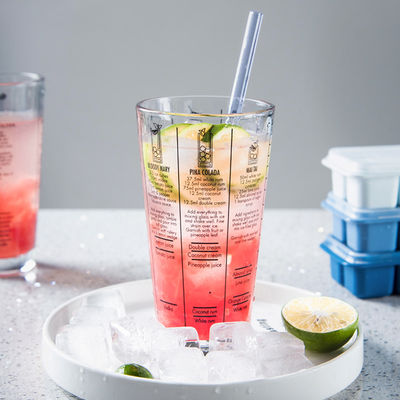 Production Shaker Glass Cocktail Shaker Bottle With Stainless Steel Lid And Degree Scale