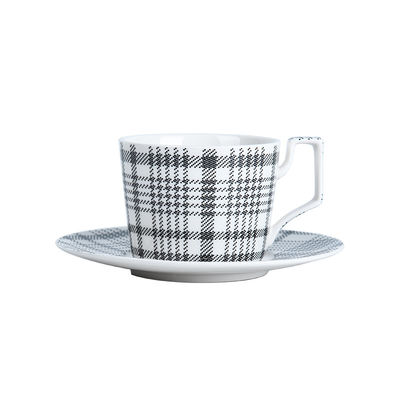 Modern 6.7 Oz Porcelain Cups Saucers With Sustainable Fabric Texture Pot And Saucer