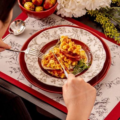 Rectangle Diatom Flower Dining Table Placemats Sustainable Table Cloth Design Style