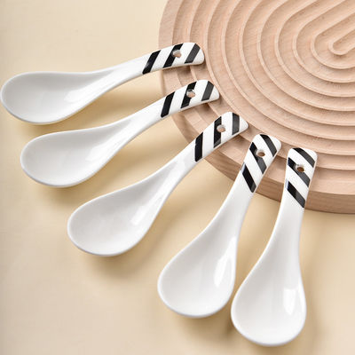 Upgrade Your Dining Experience With Decal Ramen Soup Spoons In Chinese Ceramic Set