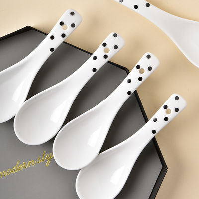 Upgrade Your Dining Experience With Decal Ramen Soup Spoons In Chinese Ceramic Set