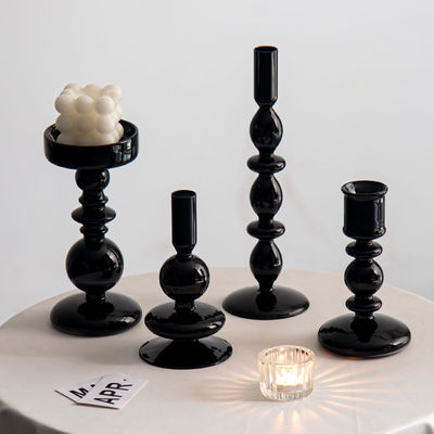 Black Ramadan Glass Candle Holder Jar Stand For Wedding Gift Desktop Decoration