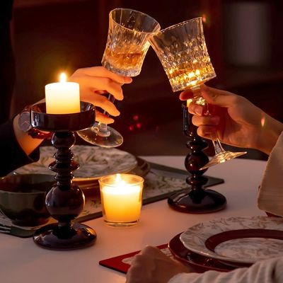 Black Ramadan Glass Candle Holder Jar Stand For Wedding Gift Desktop Decoration