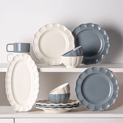 Solid Color Dinnerware Set Nordic Style Ceramic Plates And Bowls With Sunflower Shape