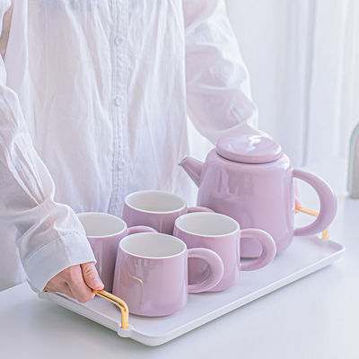 Porcelain Coffee Set With Modern Design Teapot And Cute Tea Mug Cappuccino Latte Cups