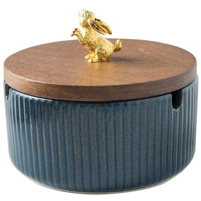 2024 Father'S Day Gift Round Ceramic Ashtray With Lid Luxury Vintage Porcelain Design