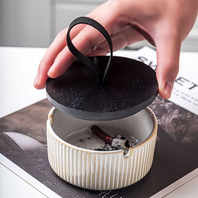 2024 Father'S Day Gift Round Ceramic Ashtray With Lid Luxury Vintage Porcelain Design