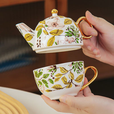 Single Teapot And Cup Set Porcelain Individual Tea Set With Wedding Gift Cup And Saucer