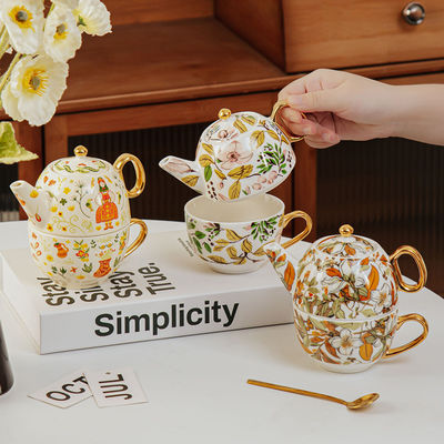 Single Teapot And Cup Set Porcelain Individual Tea Set With Wedding Gift Cup And Saucer