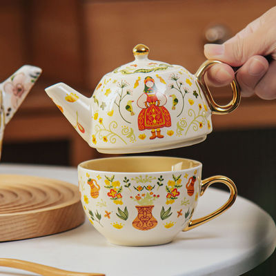 Single Teapot And Cup Set Porcelain Individual Tea Set With Wedding Gift Cup And Saucer