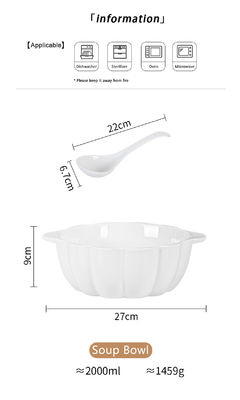 Ceramic Pumpkin Shape 9 Inch Microwave Ramen Bowl Soup Bowl Set For Occasion Presents