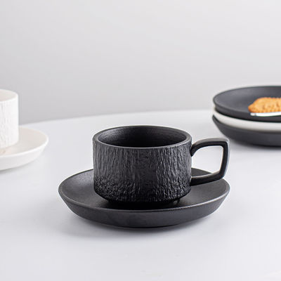 Porcelain Stone Texture Coffee Mug Set Ceramic Tea Cup And Saucer With Vintage Design