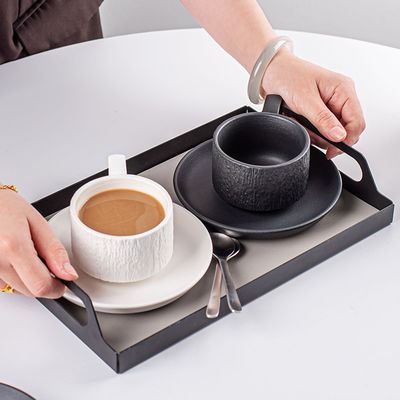Porcelain Stone Texture Coffee Mug Set Ceramic Tea Cup And Saucer With Vintage Design