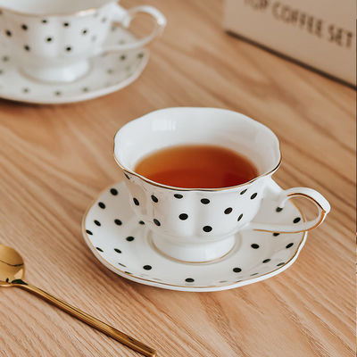 Light Luxury Ceramic Teapot Set With Gold Rim Porcelain Coffee Cups And Saucers