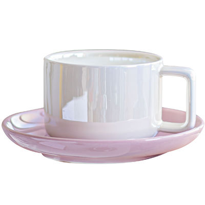 Stylish Ceramic Tea Cup And Saucer Set In Custom Solid Colors For Business Gifts
