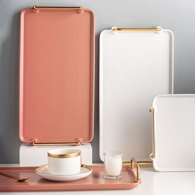 Gold Handled Serving Tray Luxury Ceramic Platter For Party At Restaurant Hotel Home