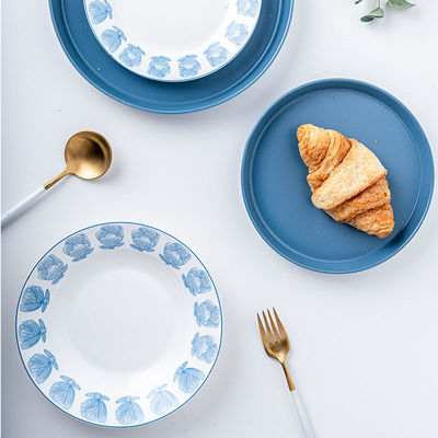 Ceramic European Style Blue Alice Dinnerware Set For Kitchen Tabletop In Elegant Design