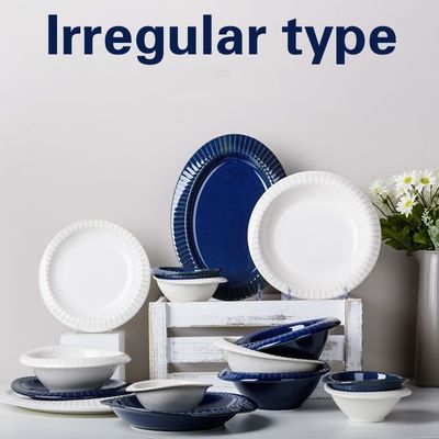 Vintage Design Kiln Change Porcelain Dinner Set Blue And White Tableware Japanese Style Stoneware