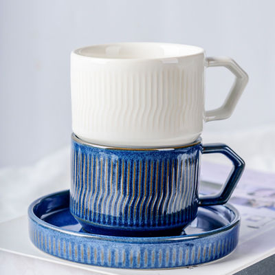 Vintage Design Kiln Change Porcelain Dinner Set Blue And White Tableware Japanese Style Stoneware