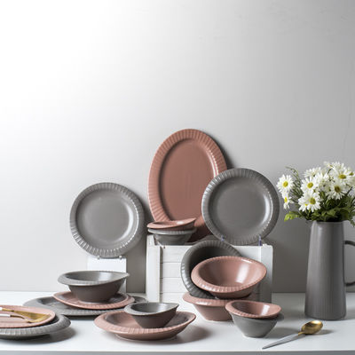 Nordic Irregular Shape Dinnerware Ceramic Set In Morandi Color For Kitchen Tabletop