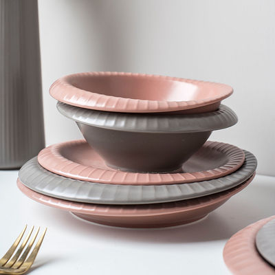 Nordic Irregular Shape Dinnerware Ceramic Set In Morandi Color For Kitchen Tabletop