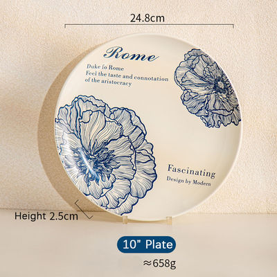 Custom Ceramic Hotel Dinnerware Set With Flower Design Stoneware Dessert Plates