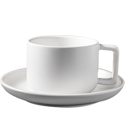 Sustainable Ceramic Coffee Mug Set For Afternoon Tea And Cappuccino In Matt White