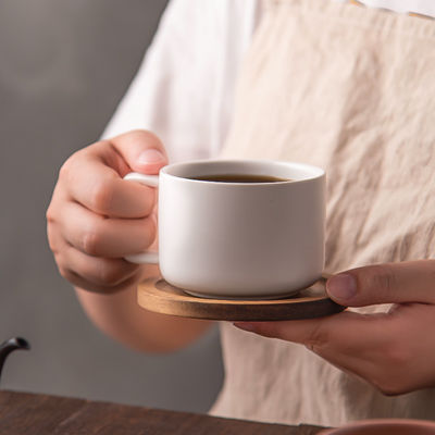 Sustainable Ceramic Coffee Mug Set For Afternoon Tea And Cappuccino In Matt White