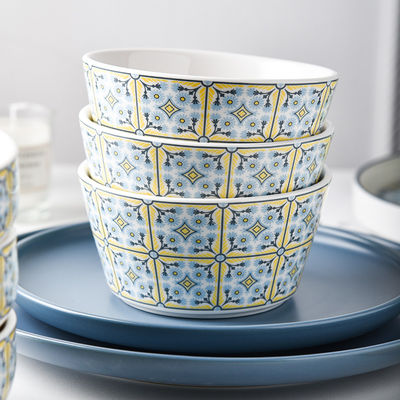 Light Blue Bohemia Ceramic Dinnerware Set Porcelain Kitchen Tabletop Stoneware Dinner Set Turkish