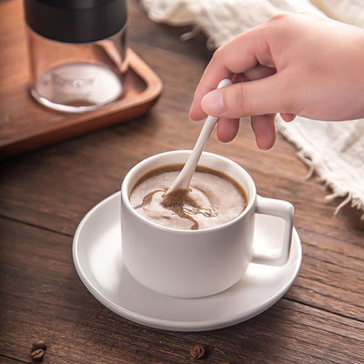 Sustainable Ceramic Coffee Mug Set For Afternoon Tea And Cappuccino In Matt White