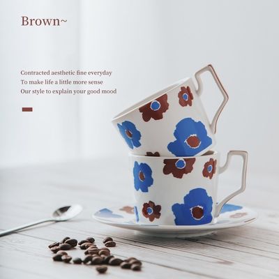 Business Gifts Nordic Cup And Saucer Coffee Tea Cup Mug Ceramic Decal Porcelain Set