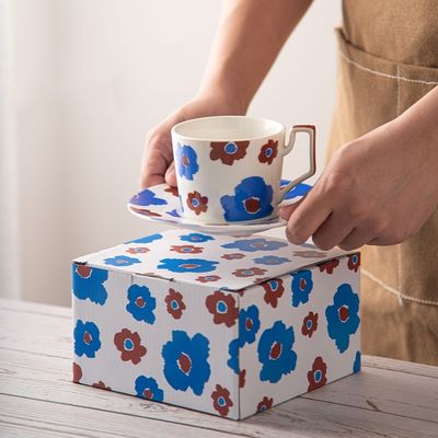 Business Gifts Nordic Cup And Saucer Coffee Tea Cup Mug Ceramic Decal Porcelain Set