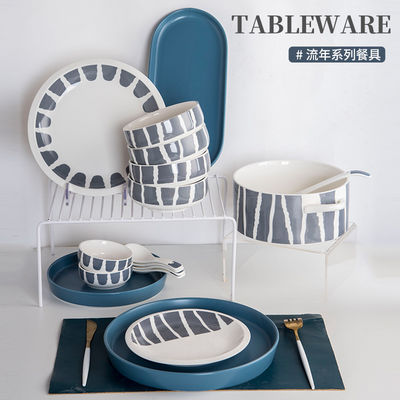 16-Piece Ceramic Dinner Set For Nordic Green And Blue Tableware In Business Gifts
