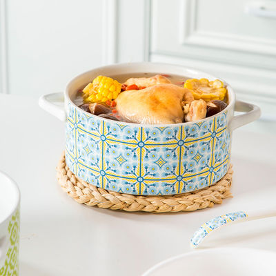 Round Creative Soup Pot Ceramic Pot Multifunctional Household Soup Pot Cutlery  Ceramic Soup Pot And Bowl Set Double Handles Compatible With Induction Cooker