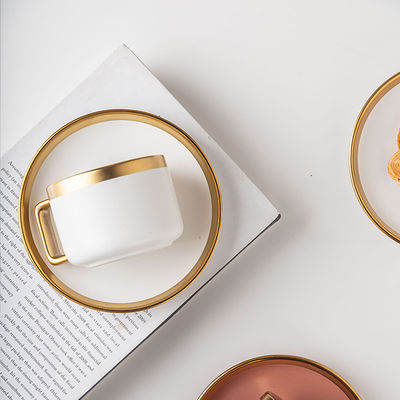250ml Europe Design Luxury Gold Rim Cappuccino Cup And Saucer Set With Porcelain