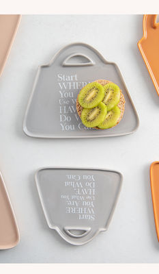 Under Glazed Technique Ceramic Snack Plate Set For Cute Bag Shape Gray Serving Plate