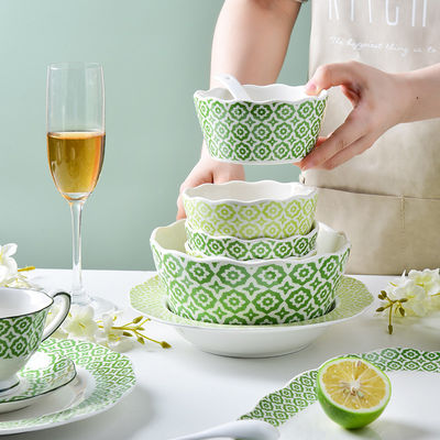 Technique Under Glazed Ceramic Moroccan Dinnerware Set For Exquisite Table Setting