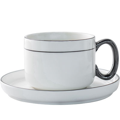 200ml Volume Kitchen Tabletop Ceramic Cappuccino Cups With Saucers For Business Gifts