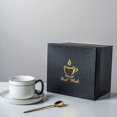 200ml Volume Kitchen Tabletop Ceramic Cappuccino Cups With Saucers For Business Gifts