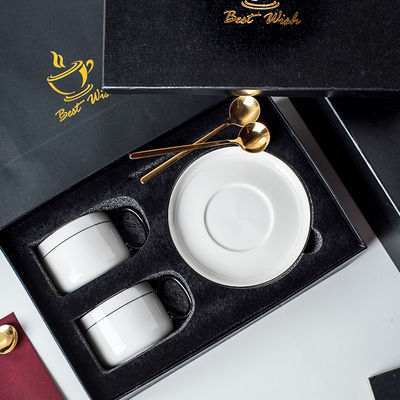 200ml Volume Kitchen Tabletop Ceramic Cappuccino Cups With Saucers For Business Gifts