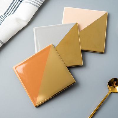Water Proof Ceramic Coaster Tea Cup Coasters For Business Gifts Square Round Cup Mat