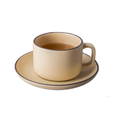 Solid Color Rim Ceramic Coffee Mug Set Of 6 With 250ml Volume And Porcelain Material