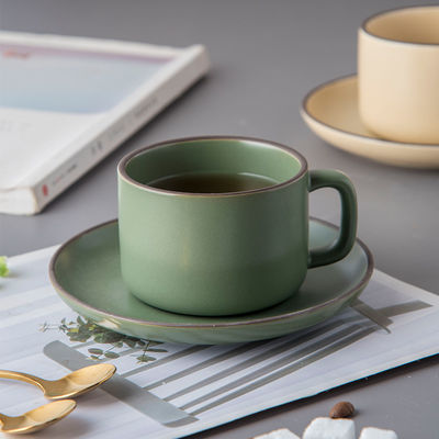 Solid Color Rim Ceramic Coffee Mug Set Of 6 With 250ml Volume And Porcelain Material