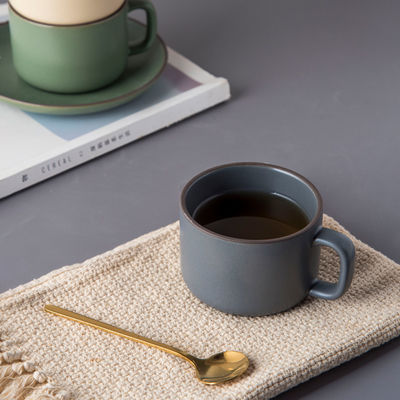 Solid Color Rim Ceramic Coffee Mug Set Of 6 With 250ml Volume And Porcelain Material