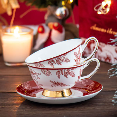 Christmas 2024 Supplies Cup Saucer Christmas Ceramic Tableware 200ml 6.76 Oz For Women